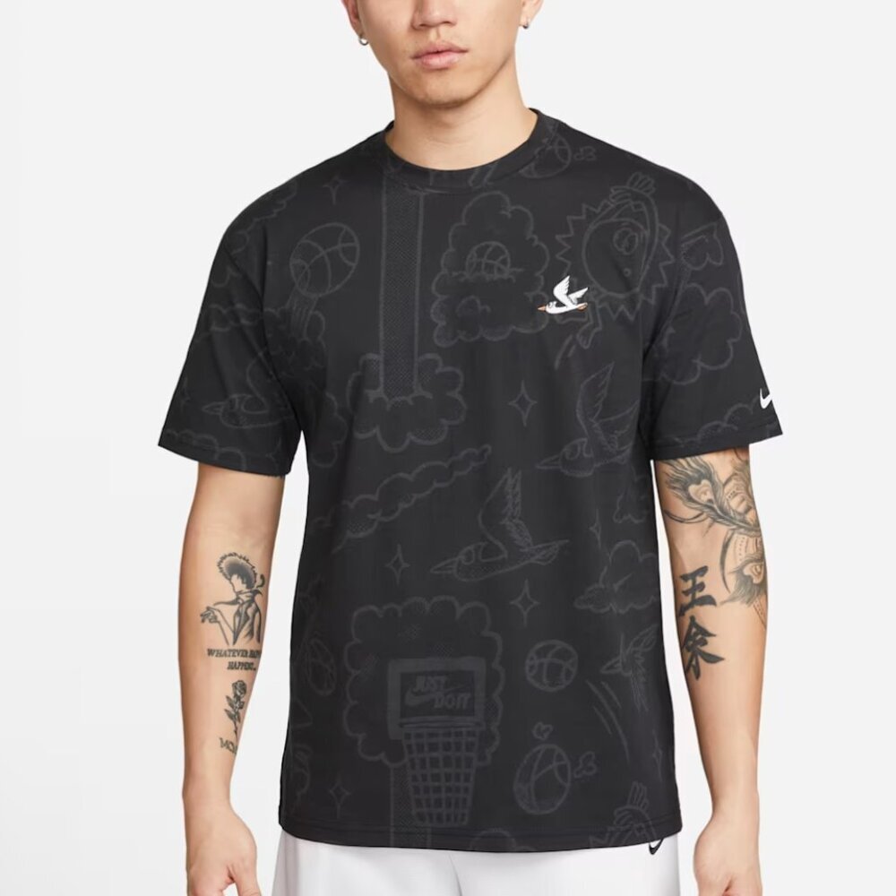 NIKE The Nike Tee Men's Small All Over Graphic Print Loose Fit Cotton Tee‎ Shirt